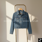 Mid Blue Crop Denim Jacket