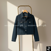 Dark Blue Crop Denim Jacket