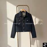 Navy Blue Crop Denim Jacket