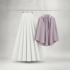 Lilac Button Down with White Skirt