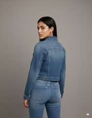 Mid Blue Crop Denim Jacket